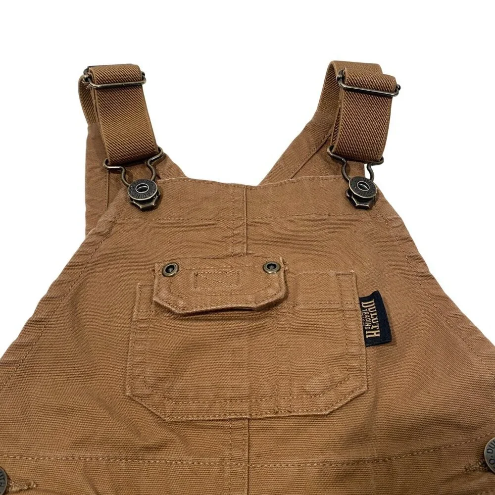 Duluth Trading Co. Kids 3T Brown Overalls Adjustable Straps Cotton Blend Cargo